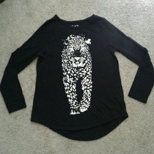 Long sleeve high low tee shirt cheetah